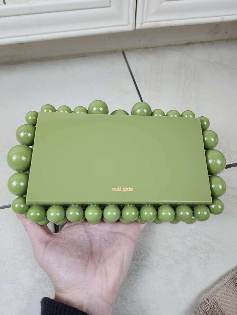 Authentic Cult Gaia Eos Acrylic Clutch – Palm Green Statement Peice Handbag - Picture 3 of 17